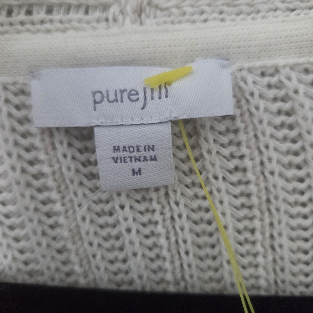 Pure Jill Women's Tan Relaxed Open Knit Cardigan Sweater Sz M Lagenlook Office - Picture 5 of 8